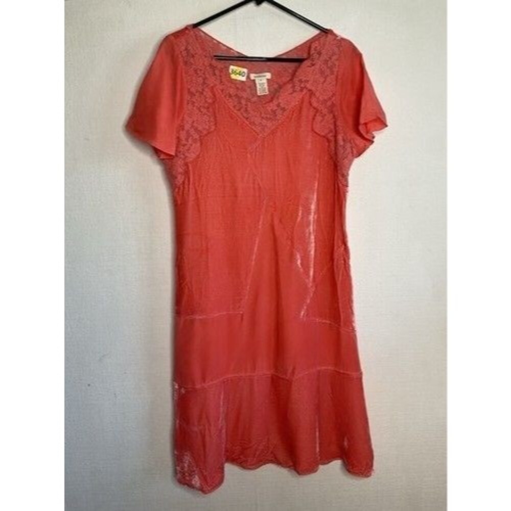 NWOT Sundance Lace Velvet Rosalind Silk Midi Dress Women Size 8 Coral Orange